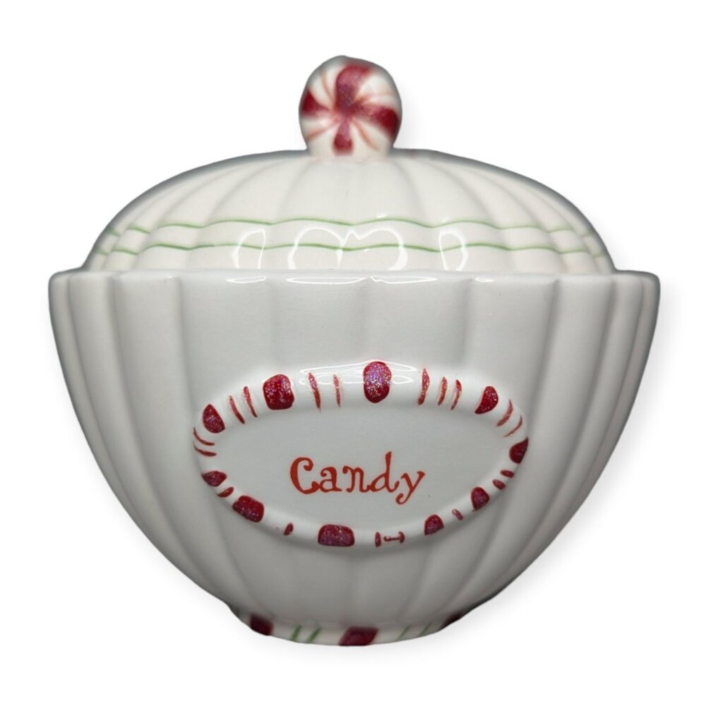 The White Barn Candle Co Candy Cane Ceramic Candle